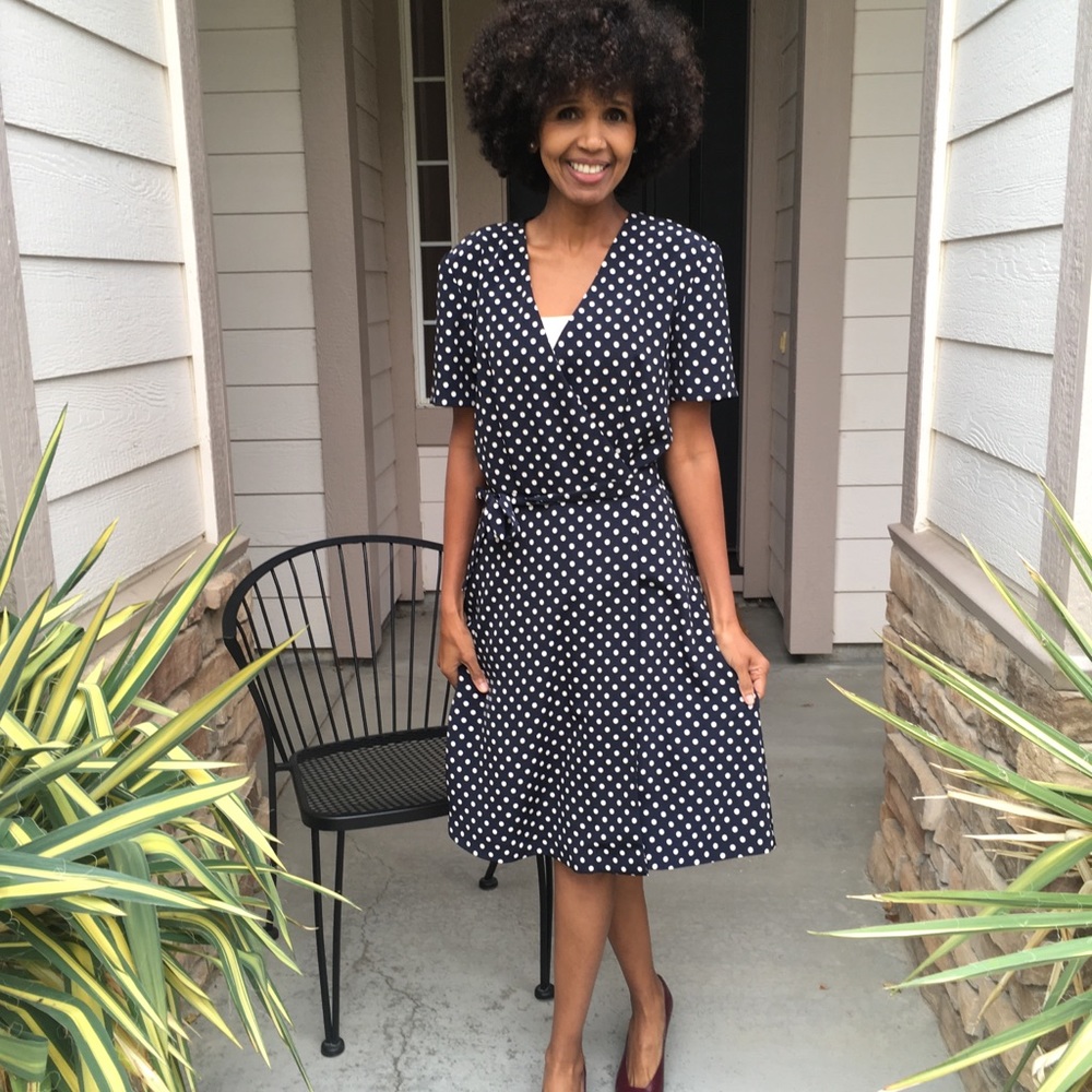 Vintage polka dot wrap dress size 4